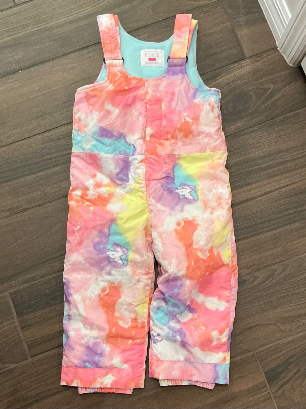 The Childrens Place Girls' Multicolor Tie-Dye Snow Bib Pants 3T
